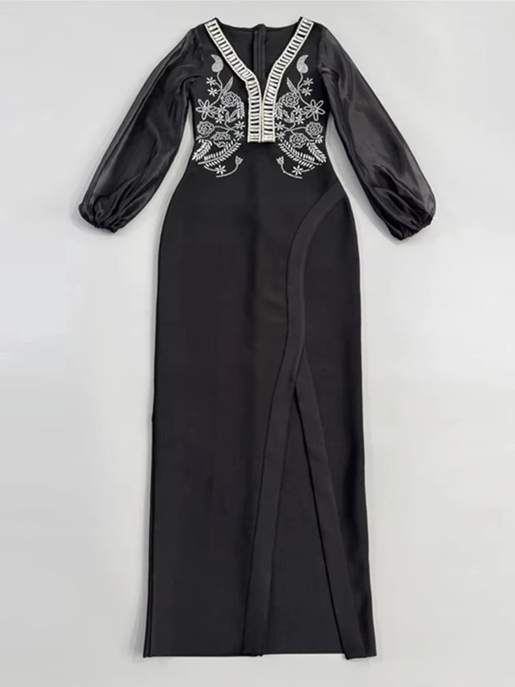 2025 женское сексуальное черное платье макси с длинным рукавом и бриллиантами, длинное облегающее бандажное платье, элегантное вечернее клубное платье
2025 женское сексуальное черное платье макси с длинным рукавом и бриллиантами, длинное облегающее бандажное платье, элегантное вечернее клубное платье