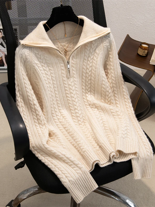 Cashmere autumn and winter half-high neck 100% pure cashmere sweater ladies loose slim twisted bottoming top sweater
Cashmere autumn and winter half-high neck 100% pure cashmere sweater ladies loose slim twisted bottoming top sweater