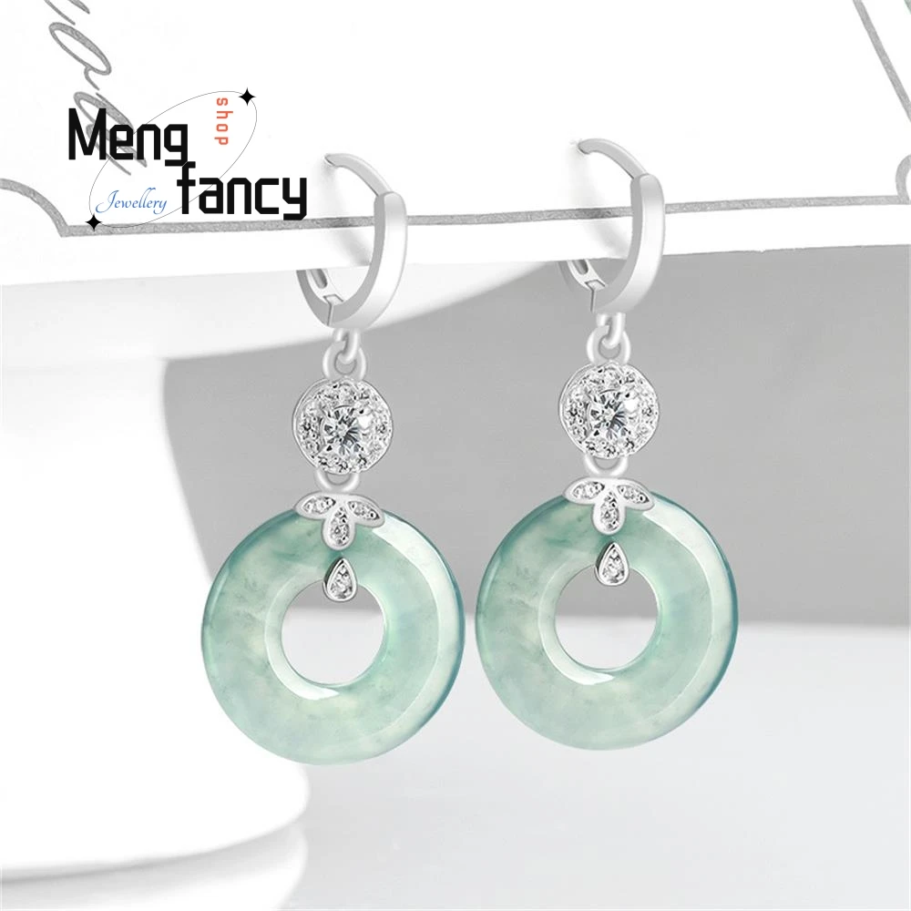 Natural A-grade Blue Water Jadeite Ping An Buckle Eardrop Ice-type Jade S925 Silver Inlaid Exquisite Luxury Jewelry Holiday Gift
Natural A-grade Blue Water Jadeite Ping An Buckle Eardrop Ice-type Jade S925 Silver Inlaid Exquisite Luxury Jewelry Holiday Gift