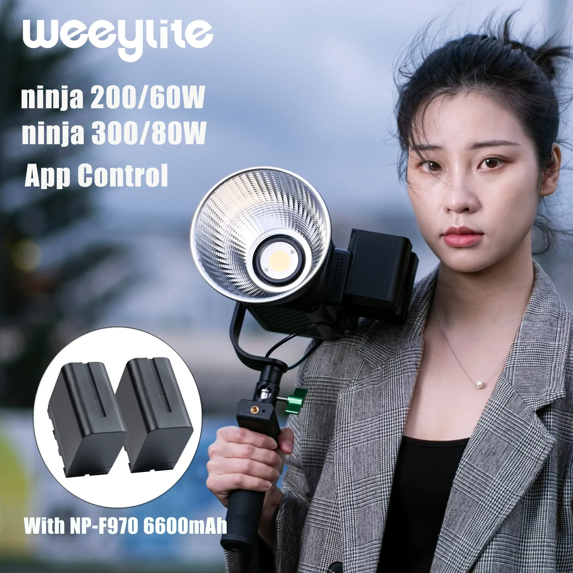 Weeylite ninja 200 60W LED Video Light Handheld Outdoor Studio Photography Lamp Light App Control with 6600mAh F970 Battery
Weeylite ninja 200 60W LED Video Light Handheld Outdoor Studio Photography Lamp Light App Control with 6600mAh F970 Battery