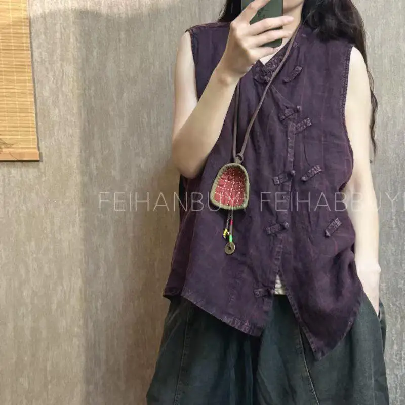 2026 New Summer Arts Style Women Single Breasted Vintage Vest High Quality Cotton Linen Plaid Mandarin Collar sleeveless Coats
2026 New Summer Arts Style Women Single Breasted Vintage Vest High Quality Cotton Linen Plaid Mandarin Collar sleeveless Coats