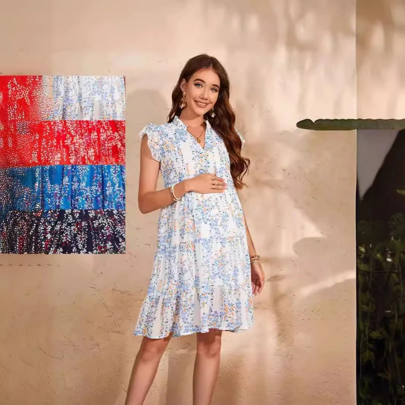 Pregnant Women's Printed V-neck Dress Summer Sleeveless A-line Skirt Loose Chiffon
Pregnant Women's Printed V-neck Dress Summer Sleeveless A-line Skirt Loose Chiffon