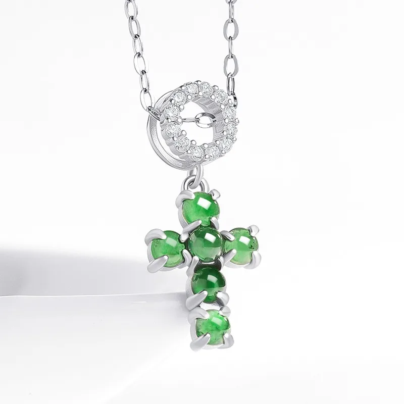 TIMESWIND Natural A-grade Jade Green Cross Circle Zircon Women S925 Necklace with Certificate
TIMESWIND Natural A-grade Jade Green Cross Circle Zircon Women S925 Necklace with Certificate