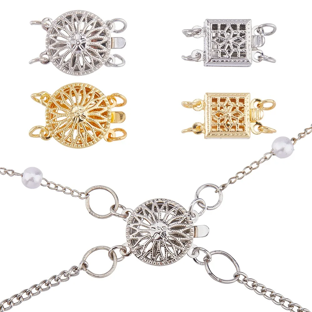 4Pcs 4 Styles Brass Box Clasps Multi-Strand Clasps Hollow Flat Round Square Platinum Golden 13~14x8.5~12x3.5~5.5mm Hole: 2mm
4Pcs 4 Styles Brass Box Clasps Multi-Strand Clasps Hollow Flat Round Square Platinum Golden 13~14x8.5~12x3.5~5.5mm Hole: 2mm