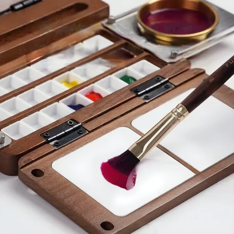 Portable 24-Well Watercolor Palette Set Wooden Watercolor Paint Box With Mixing Trays Travel Watercolor Kit With Brush Metal Cup
Portable 24-Well Watercolor Palette Set Wooden Watercolor Paint Box With Mixing Trays Travel Watercolor Kit With Brush Metal Cup
