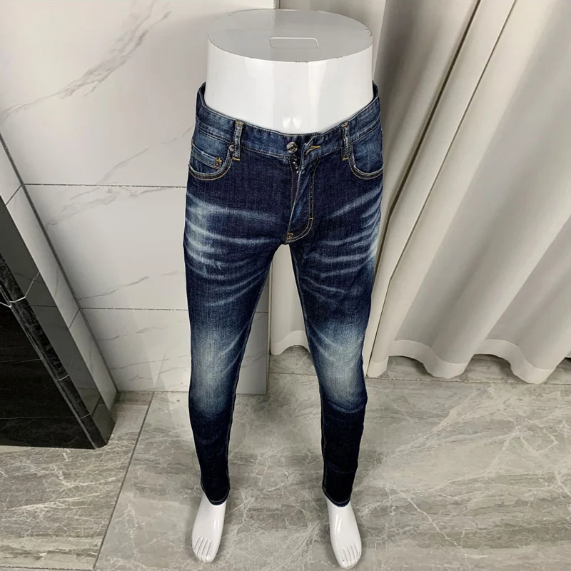 Fashion Designer Men Jeans High Quality Retro Washed Blue Stretch Slim Fit Ripped Jeans Men Vintage Brand Denim Pants Hombre
Fashion Designer Men Jeans High Quality Retro Washed Blue Stretch Slim Fit Ripped Jeans Men Vintage Brand Denim Pants Hombre