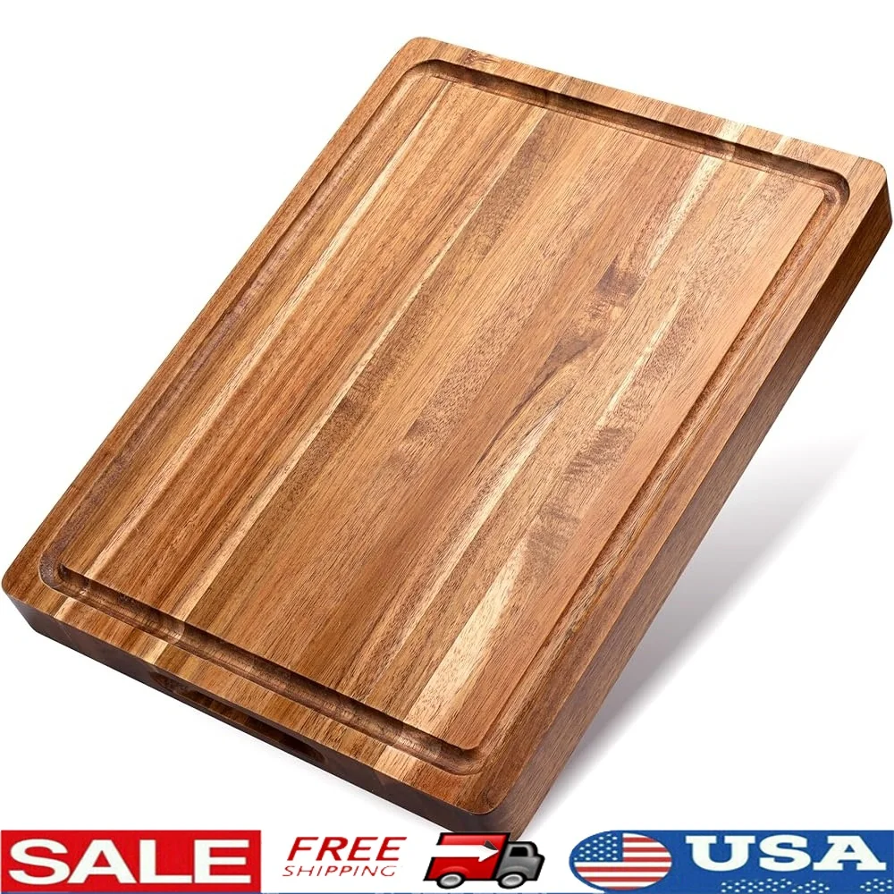 Acacia Wood Cutting Board 1.5 Inch Thick Reversible Butcher Block Charcuterie Board with Juice Groove Kitchen Chopping Board
Acacia Wood Cutting Board 1.5 Inch Thick Reversible Butcher Block Charcuterie Board with Juice Groove Kitchen Chopping Board