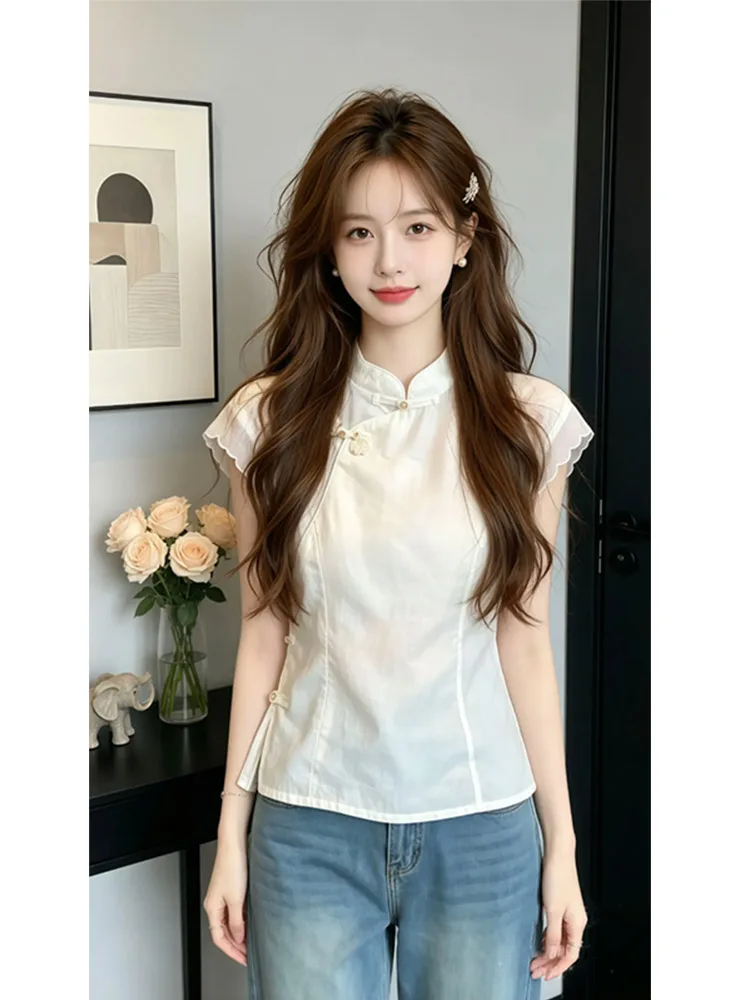 New Chinese Style Qipao Top Women's Fashion Summer 2026 National Style Button Stand Collar Slimming Shirt Simple Commute Style
New Chinese Style Qipao Top Women's Fashion Summer 2026 National Style Button Stand Collar Slimming Shirt Simple Commute Style