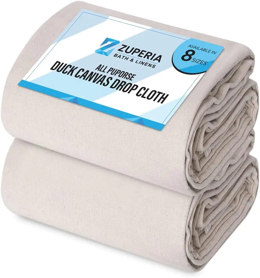 12x15 Ft Cotton Drop Cloth, 2-Pack - Heavy Duty Canvas Tarp for Painting, Floor & Furniture Protection, Double Stitched
12x15 Ft Cotton Drop Cloth, 2-Pack - Heavy Duty Canvas Tarp for Painting, Floor & Furniture Protection, Double Stitched