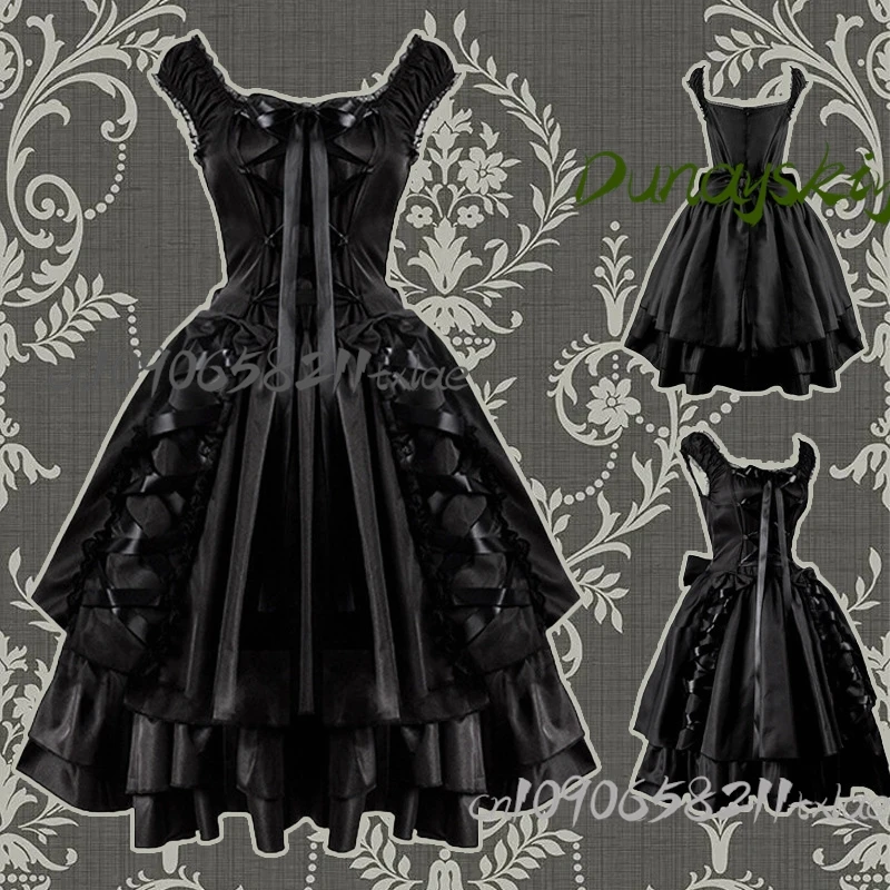 Gothic Y2K Jirai Kei dark medieval lace collar classic black layered lace up Lolita dress high quality Halloween cosplay costume
Gothic Y2K Jirai Kei dark medieval lace collar classic black layered lace up Lolita dress high quality Halloween cosplay costume