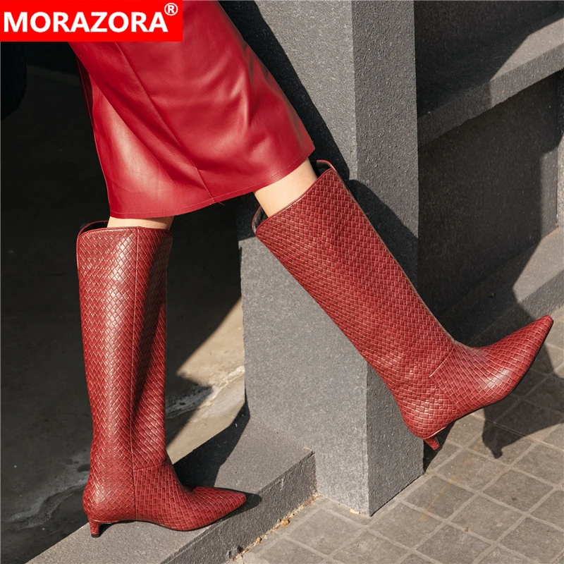 MORAZORA 2025 New Genuine Leather Boots Women Pointed Toe Mid Heels Autumn Winter Knee High Boots Fashion Ladies Shoes
MORAZORA 2025 New Genuine Leather Boots Women Pointed Toe Mid Heels Autumn Winter Knee High Boots Fashion Ladies Shoes