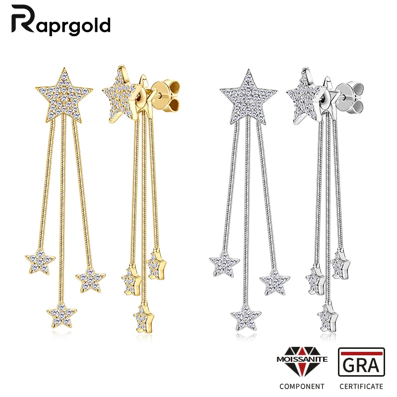 RAPROLD GRA Certified Round Moissanite Star Stud Earrings for Women 925 Sterling Silver Tassel Chain Earrings Fine Jewelry Gifts
RAPROLD GRA Certified Round Moissanite Star Stud Earrings for Women 925 Sterling Silver Tassel Chain Earrings Fine Jewelry Gifts