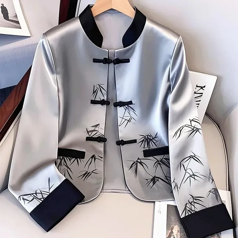 New Chinese National Satin Short Jacket Outwear Women's 2025 Spring Autumn New Loose Printed Buckle Top Improved Tang Costume
New Chinese National Satin Short Jacket Outwear Women's 2025 Spring Autumn New Loose Printed Buckle Top Improved Tang Costume