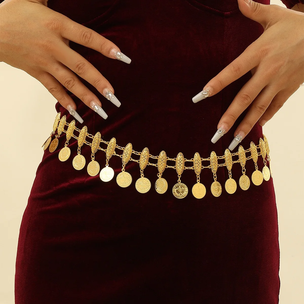 Gold Plated Bride's Belt with Coin Tassel Various Occasions Moroccan Wedding Sash for Bridal Accessories
Gold Plated Bride's Belt with Coin Tassel Various Occasions Moroccan Wedding Sash for Bridal Accessories