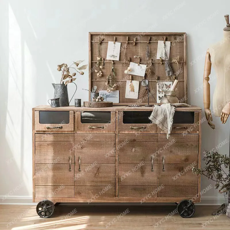 Q retro medieval dining side nostalgic solid wood home with wheels multi-drawer storage cabinet
Q retro medieval dining side nostalgic solid wood home with wheels multi-drawer storage cabinet