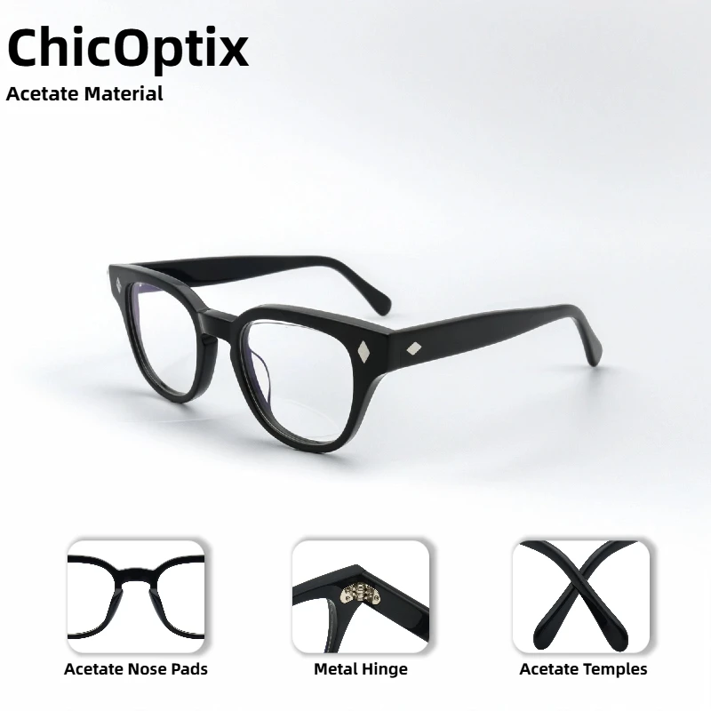 New Stylish Optical Glasses With Retro Rivet Design, High-Quality Acetate Frame, Unisex, Johnny Depp Frame, Clear Lenses.
New Stylish Optical Glasses With Retro Rivet Design, High-Quality Acetate Frame, Unisex, Johnny Depp Frame, Clear Lenses.