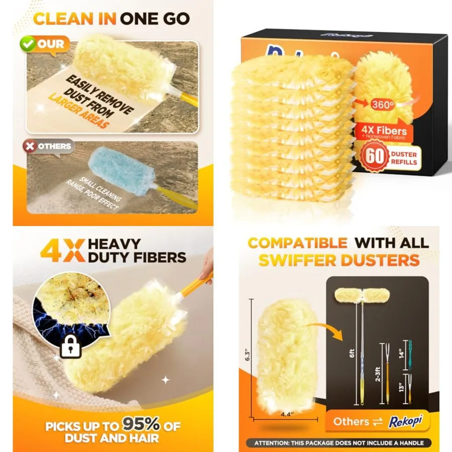 Heavy Duty Duster Refills for Swiffer, Multisurface 360 Larger Size Dusters with 4X Microfibers, Unscented Disposable Dusters f
Heavy Duty Duster Refills for Swiffer, Multisurface 360 Larger Size Dusters with 4X Microfibers, Unscented Disposable Dusters f