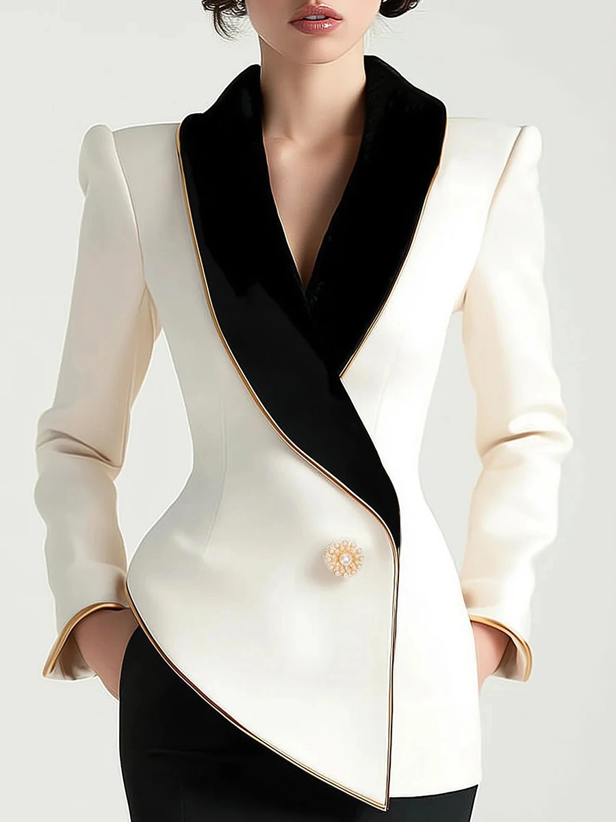 Women's Slim Fit Suit Jacket Fashionable Contrast Lapel Single Breasted Long Sleeve Office Street Style
Women's Slim Fit Suit Jacket Fashionable Contrast Lapel Single Breasted Long Sleeve Office Street Style
