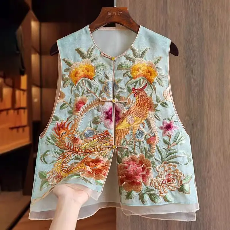 2025 Spring Summer Women Embroidery Floral Sleeveless Vest Coat , Woman Vintage Chinese Style Casual Vests Coats
2025 Spring Summer Women Embroidery Floral Sleeveless Vest Coat , Woman Vintage Chinese Style Casual Vests Coats