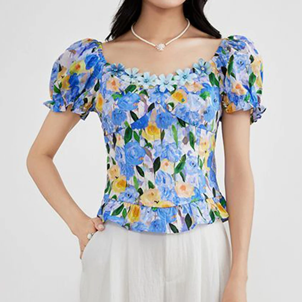 Aike summer French floral bubble sleeves three-dimensional flower thin disconnected bottoming shirt top
Aike summer French floral bubble sleeves three-dimensional flower thin disconnected bottoming shirt top
