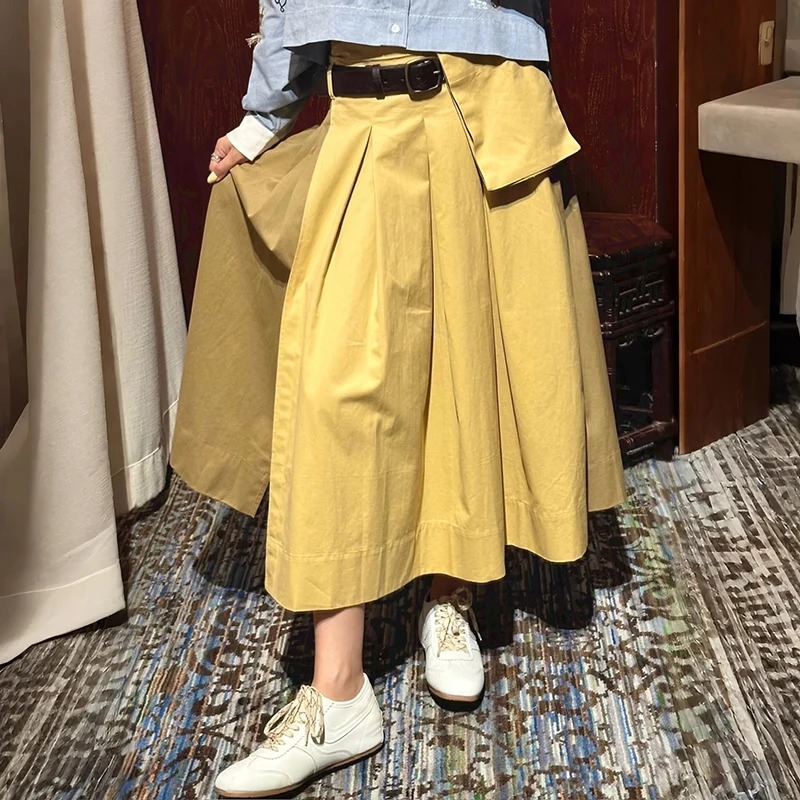 Summer New Women's Khaki Blue Long Skirt with Leather Belt Large Hem Simple Design A-Line Cotton Midi Skirt School Style
Summer New Women's Khaki Blue Long Skirt with Leather Belt Large Hem Simple Design A-Line Cotton Midi Skirt School Style