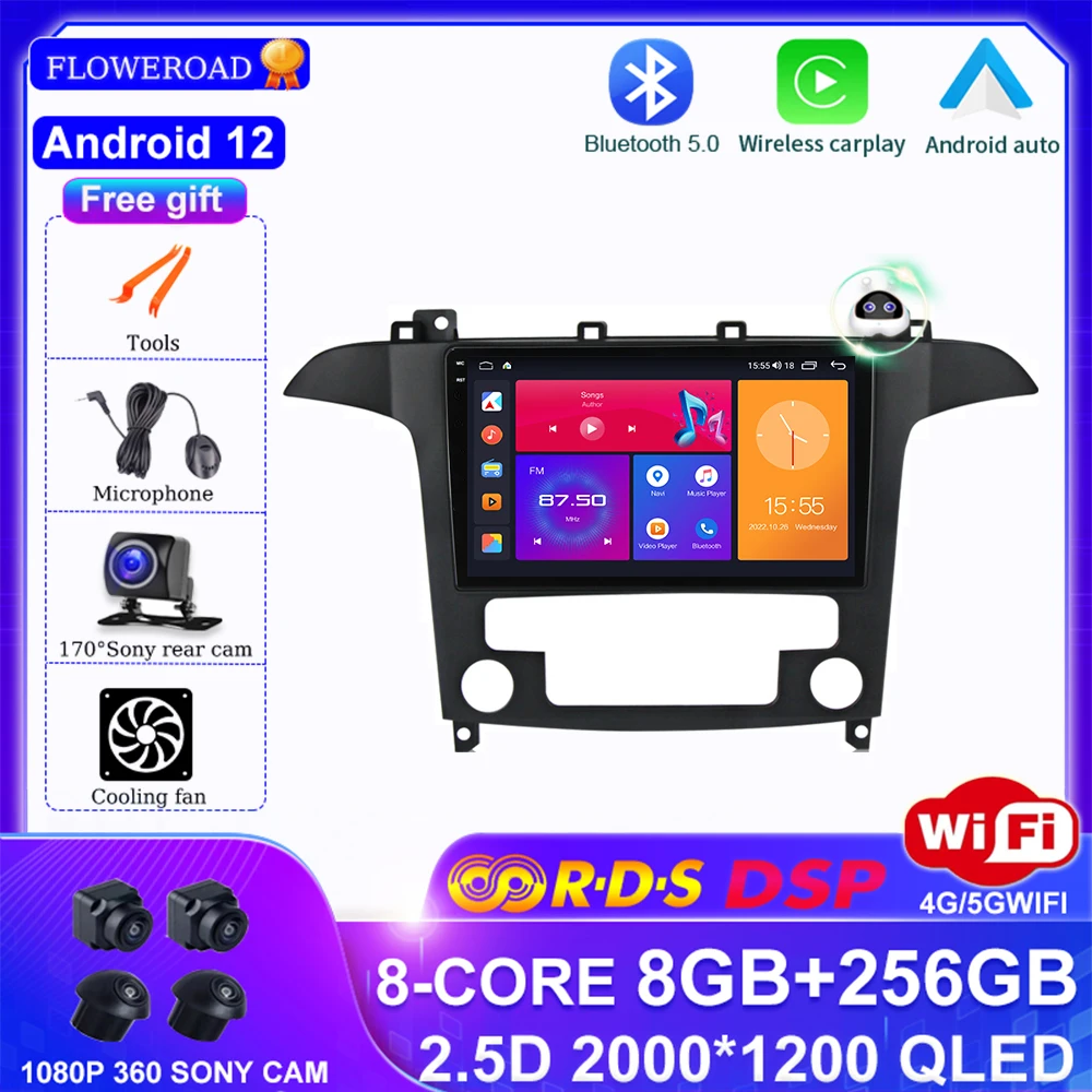 Android 12 For Ford S-Max Ford S Max 2006-201 Car Radio Multimedia Video Player Navigation GPS DSP BT Carplay Auto No 2din 2 din
Android 12 For Ford S-Max Ford S Max 2006-201 Car Radio Multimedia Video Player Navigation GPS DSP BT Carplay Auto No 2din 2 din