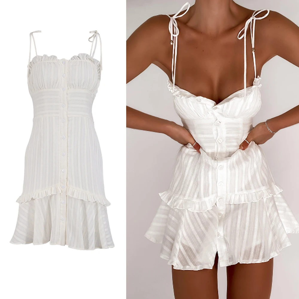 DriftWear Women's 2025 French Cotton Mini Dress White V Neck Sundress with Tie Waist Button Front Low Cut Summer Lace Up Dresses
DriftWear Women's 2025 French Cotton Mini Dress White V Neck Sundress with Tie Waist Button Front Low Cut Summer Lace Up Dresses