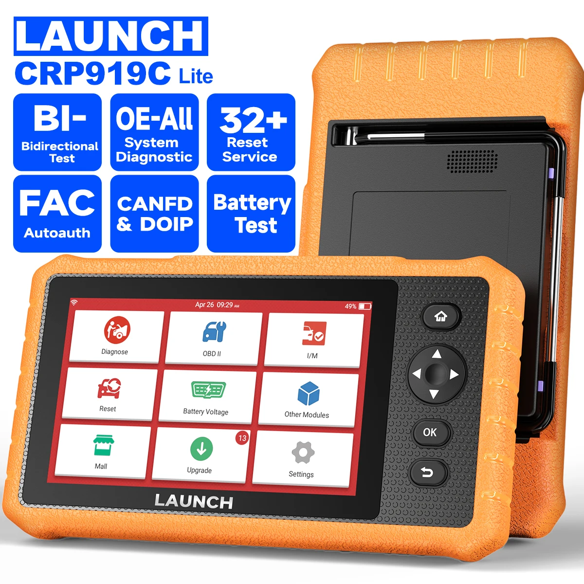 LAUNCH X431 CRP919X Lite Car Diagnostic Tool OBD2 Scanner Automotive Scanner Auto Scan Diagnosis 32+ Reset Service Active
LAUNCH X431 CRP919X Lite Car Diagnostic Tool OBD2 Scanner Automotive Scanner Auto Scan Diagnosis 32+ Reset Service Active
