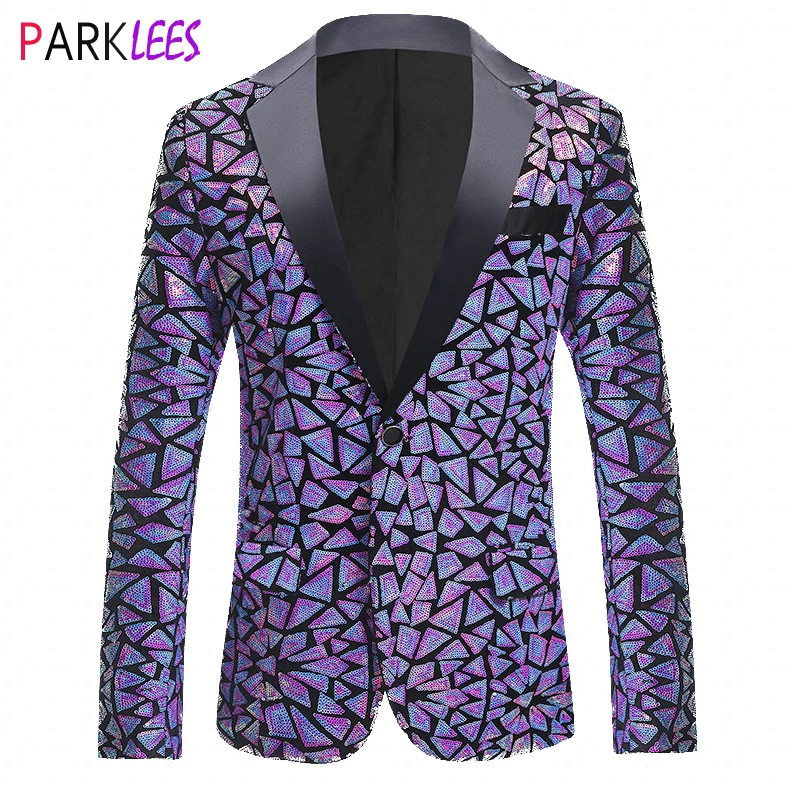 Purple Laser Sequin Blazer Jacket Men Slim Fit One Button Dress Suit Jacket Mens Party Stage Prom Singer Wedding Banquet Tuxedo
Purple Laser Sequin Blazer Jacket Men Slim Fit One Button Dress Suit Jacket Mens Party Stage Prom Singer Wedding Banquet Tuxedo