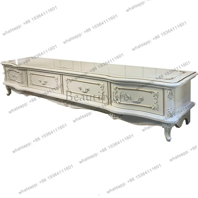 European TV cabinet Solid wood piano paint Living room Simple white luxury TV cabinet
European TV cabinet Solid wood piano paint Living room Simple white luxury TV cabinet