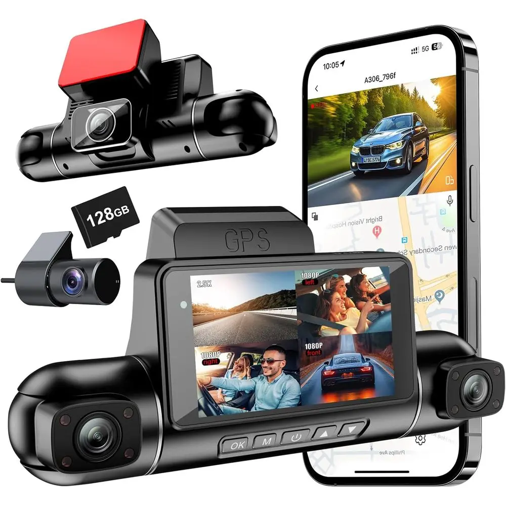 4 Channels 360°Cam,2.5K+1080P ront and Rear Camera or Cars, Built-in G-Sensor, Car Recorder with GPS and 128G Card, 24H Parking
4 Channels 360°Cam,2.5K+1080P ront and Rear Camera or Cars, Built-in G-Sensor, Car Recorder with GPS and 128G Card, 24H Parking