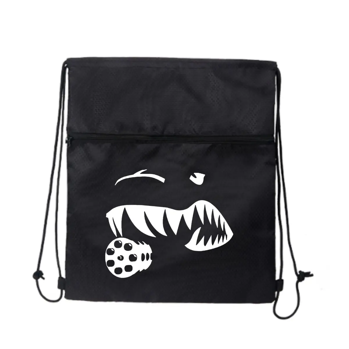 Черная сумка Monster Jaw с графическим рисунком для фитнеса на открытом воздухе и шнурком на молнии, вмещает снаряжение для тренировок
Черная сумка Monster Jaw с графическим рисунком для фитнеса на открытом воздухе и шнурком на молнии, вмещает снаряжение для тренировок