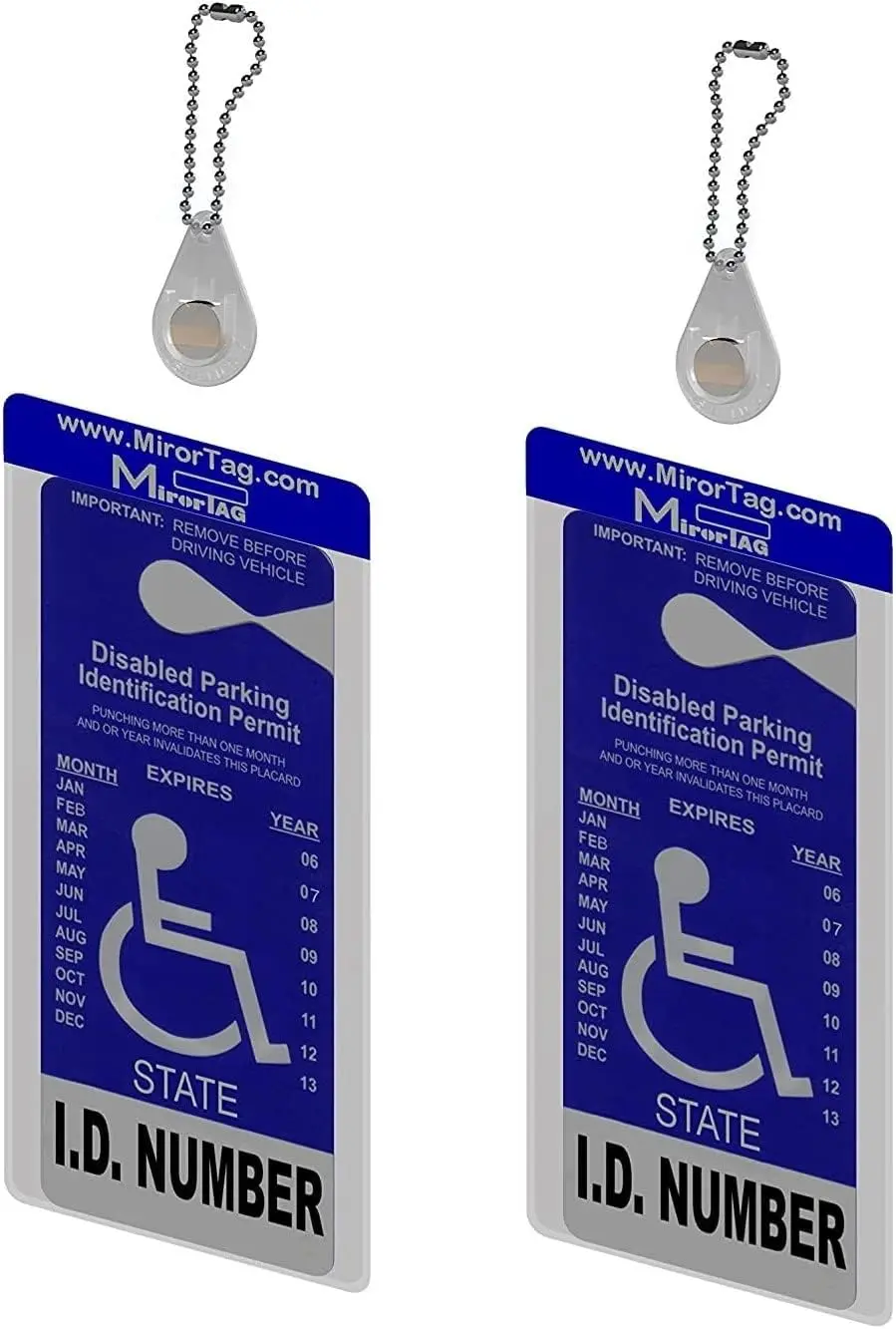 2 MirorTag Charm for Handicap Parking Placard - Magnetic On & Off, Fits ALL Mirror Sizes, Includes 2 Holders & 2 Magnet Charms
2 MirorTag Charm for Handicap Parking Placard - Magnetic On & Off, Fits ALL Mirror Sizes, Includes 2 Holders & 2 Magnet Charms