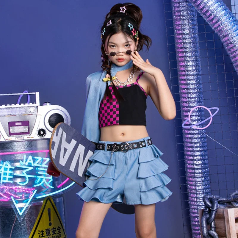 Girls Denim Jazz Dance Performance Wear Concert Stage Uniform Cheerleading Clothes Children Hip Hop Street Dance Outfit DL10923
Girls Denim Jazz Dance Performance Wear Concert Stage Uniform Cheerleading Clothes Children Hip Hop Street Dance Outfit DL10923