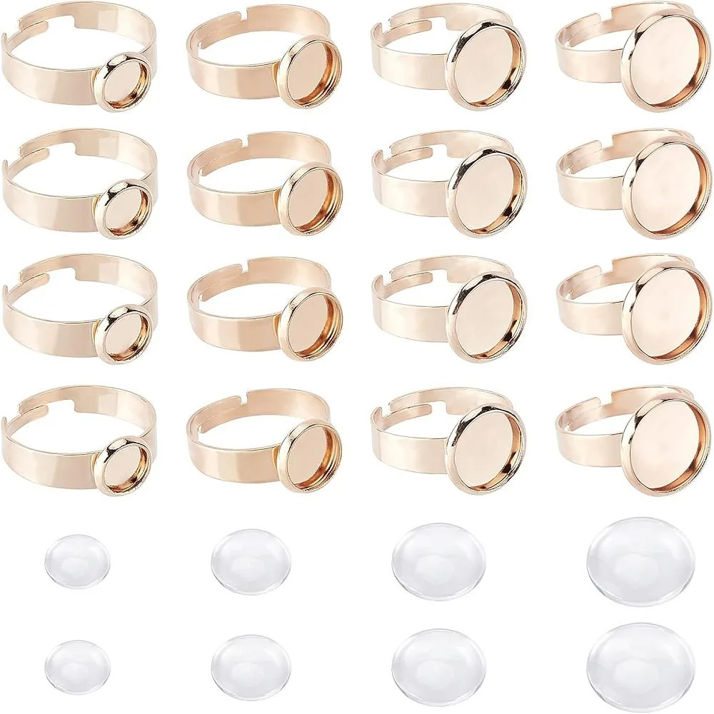 DIY Finger Rings Making Kits Including Adjustable 304 Stainless Steel Finger Rings Components Transparent Glass Cabochons
DIY Finger Rings Making Kits Including Adjustable 304 Stainless Steel Finger Rings Components Transparent Glass Cabochons