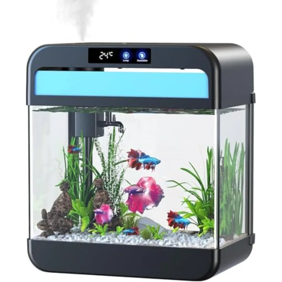 Fish Tank 2.2 GallonSmall Fish Tanks Kits Aquarium Fish Tank Starter Kit with 3-in-1 Silent Pump and 7 Color Led Light with Tem
Fish Tank 2.2 GallonSmall Fish Tanks Kits Aquarium Fish Tank Starter Kit with 3-in-1 Silent Pump and 7 Color Led Light with Tem