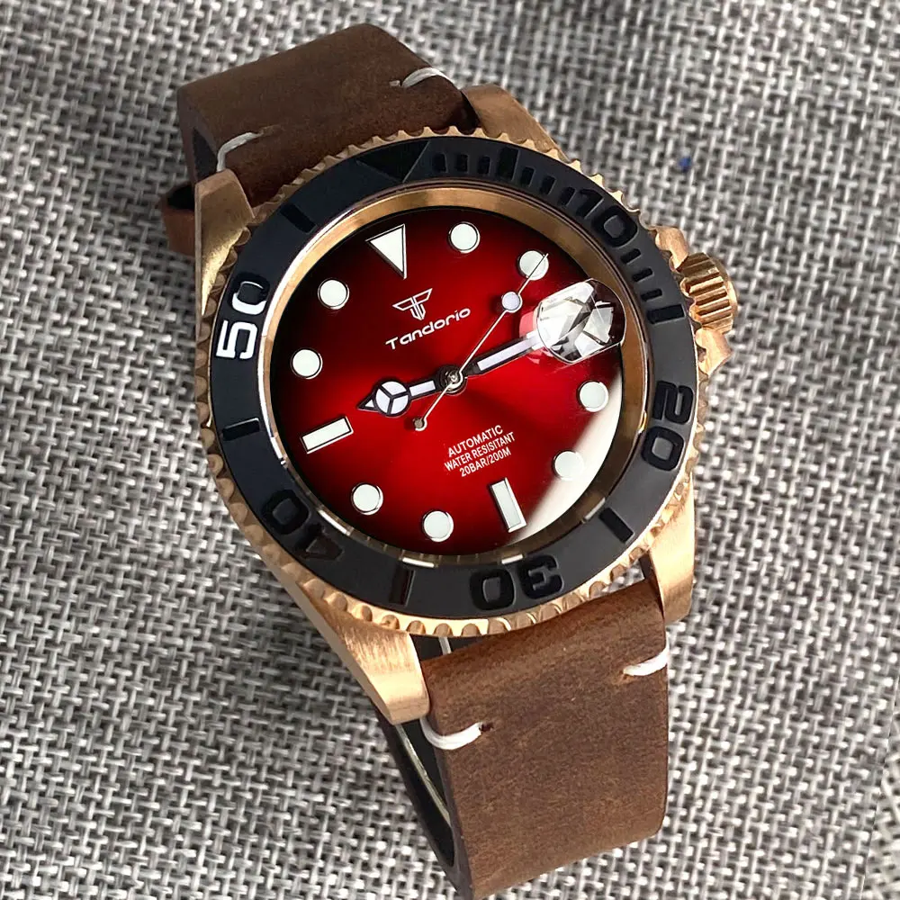 Tandorio Solid CuSn8 Bronze Mechanical Men's Watch For Miyota 8215 200m Waterproof Sapphire Crystal Glass 40mm Diver Wristwatch
Tandorio Solid CuSn8 Bronze Mechanical Men's Watch For Miyota 8215 200m Waterproof Sapphire Crystal Glass 40mm Diver Wristwatch
