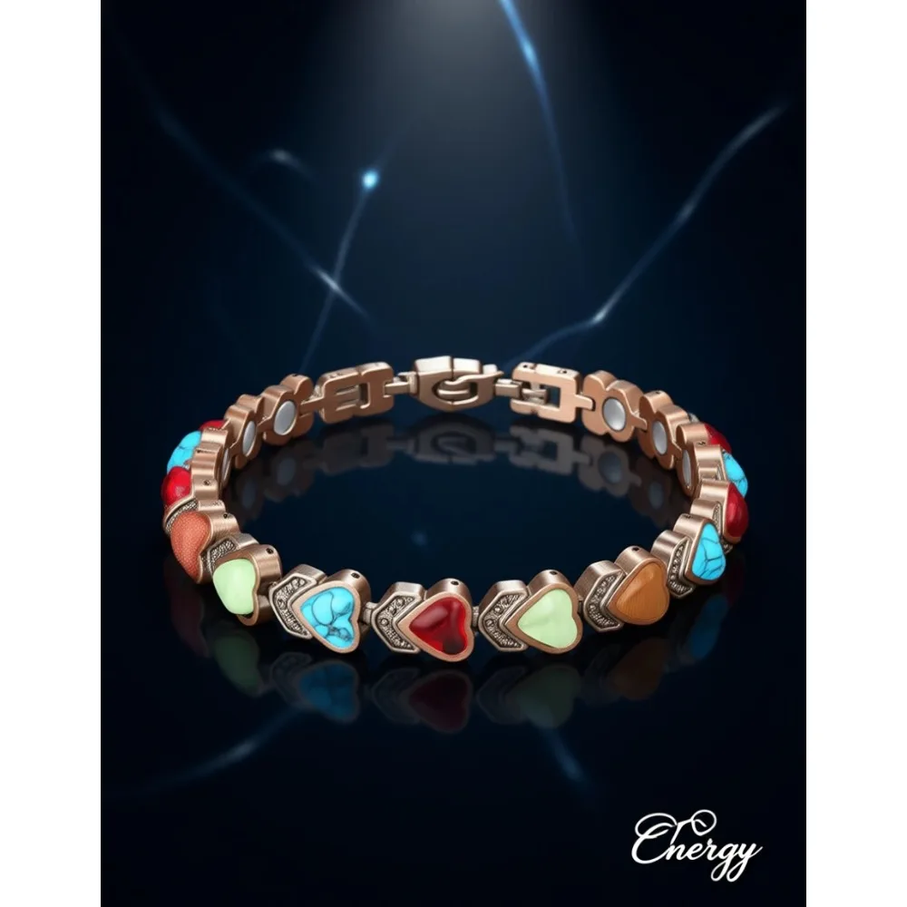 Магнитный браслет из чистой меди для женщин с бирюзой и камнями, регулируемый, подарок
Магнитный браслет из чистой меди для женщин с бирюзой и камнями, регулируемый, подарок