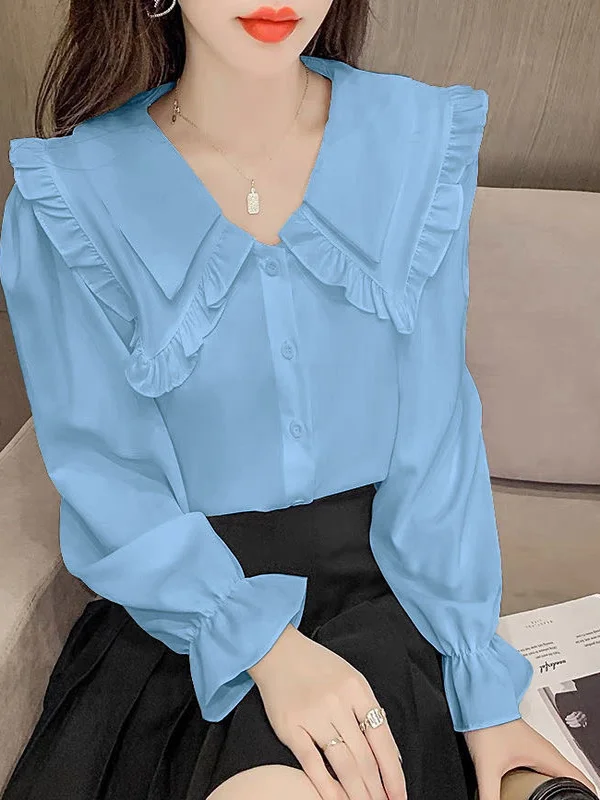 Pure Color Women's irt Autumn Faion 2025 New Design Sweet Doll Collar Chiffon Top Trendy Wood ain Korean Sle
Pure Color Women's irt Autumn Faion 2025 New Design Sweet Doll Collar Chiffon Top Trendy Wood ain Korean Sle