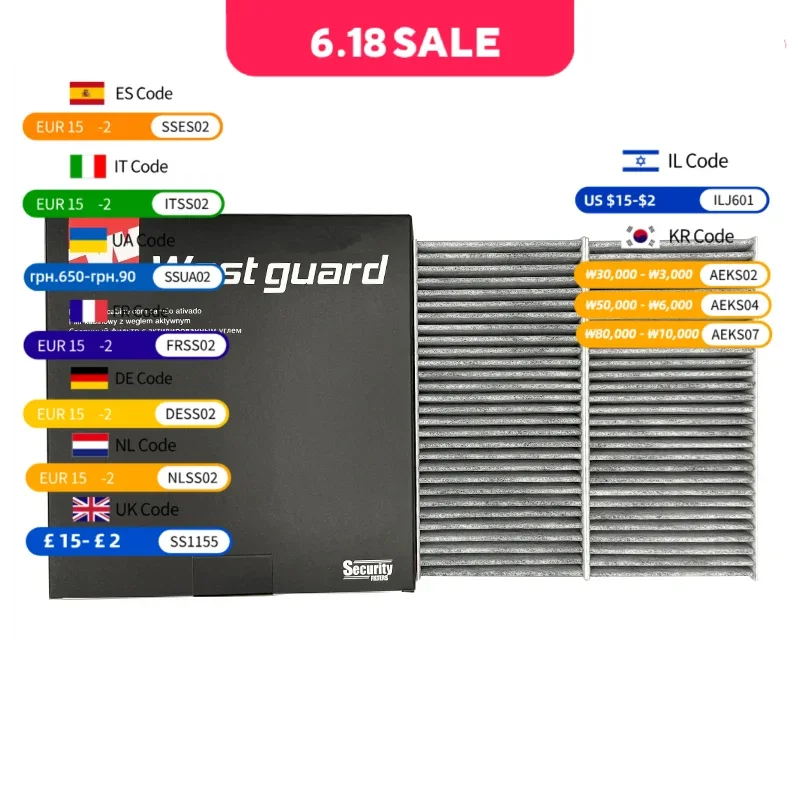 For ACURA HONDA Civic (FD FA) CR-V 2.0 2.2 2.4 AWD FR-V Integra Coupe Stream WESTGUARD Cabin Filter MK12197-2 80292-S5A-003
For ACURA HONDA Civic (FD FA) CR-V 2.0 2.2 2.4 AWD FR-V Integra Coupe Stream WESTGUARD Cabin Filter MK12197-2 80292-S5A-003