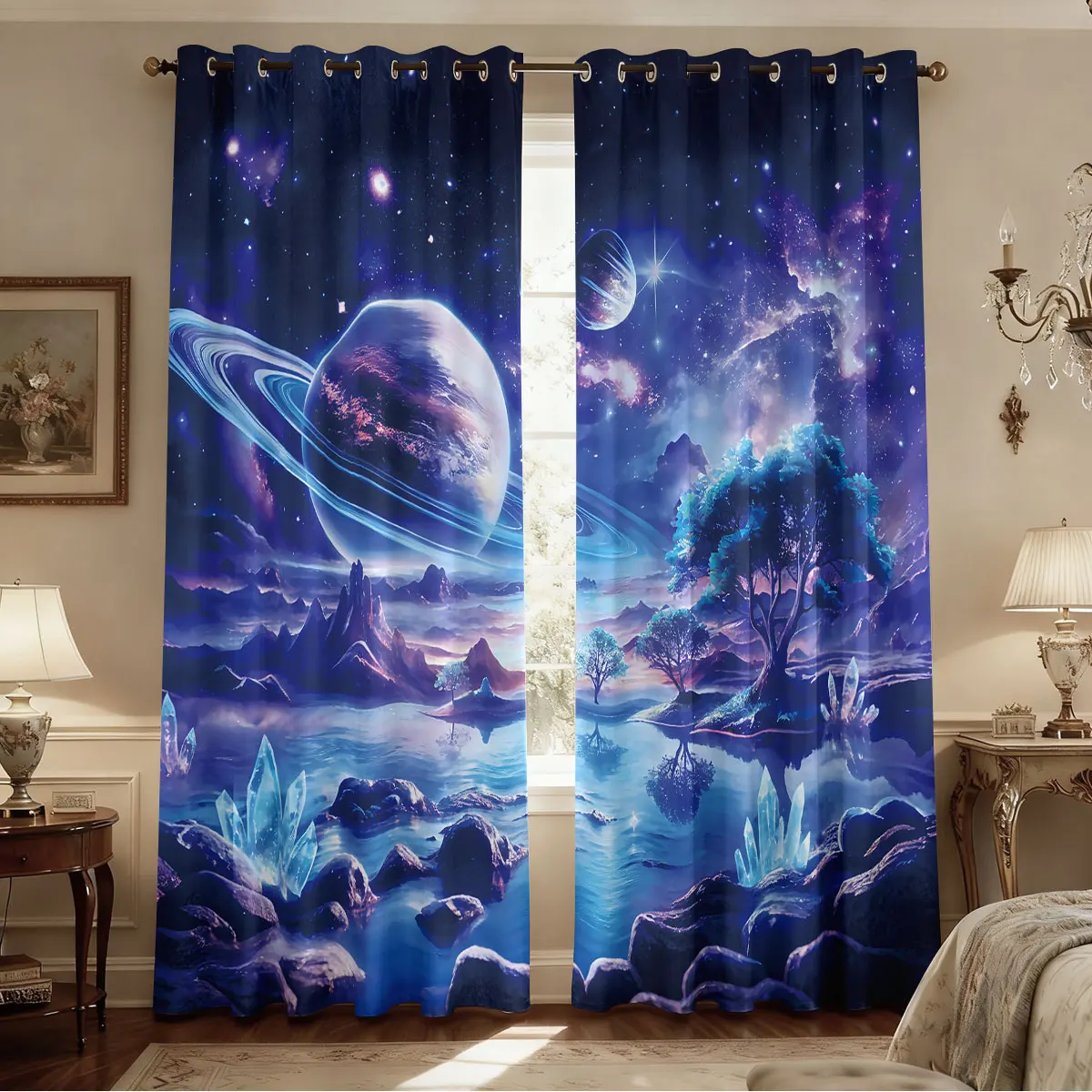 2pcs Fantasia Sun Moon Mountain Print Perforated Sunshade Curtain Multi Size Living Room Thermal Insulation Sunshade Decoration
2pcs Fantasia Sun Moon Mountain Print Perforated Sunshade Curtain Multi Size Living Room Thermal Insulation Sunshade Decoration