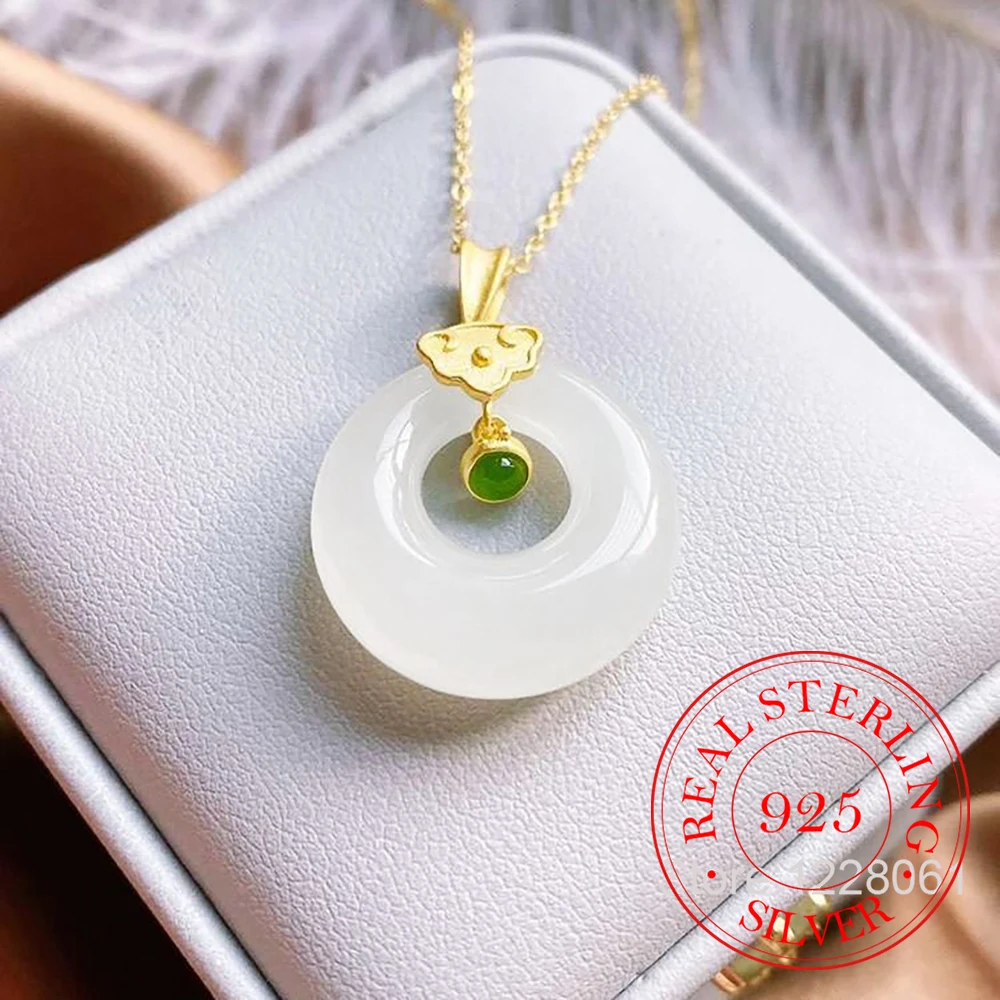 925 Sterling Silver Jewelry Vintage Natural Jade Peace Necklace Pendant for Women Wedding Party Jewelry For Girls Friend Gift
925 Sterling Silver Jewelry Vintage Natural Jade Peace Necklace Pendant for Women Wedding Party Jewelry For Girls Friend Gift