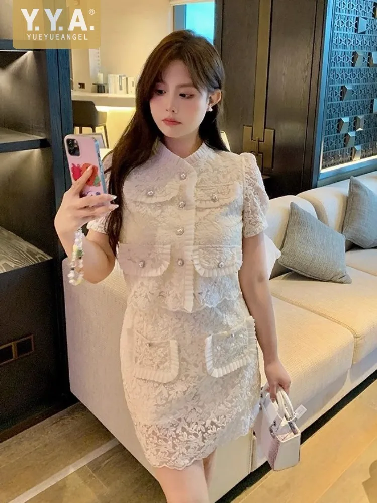 Women Summer Two Piece Set Fashion Short Sleeve Lace Jacket Slim Wrap High Waist Skirt Elegant Women Matching Sets Size M-4XL
Women Summer Two Piece Set Fashion Short Sleeve Lace Jacket Slim Wrap High Waist Skirt Elegant Women Matching Sets Size M-4XL