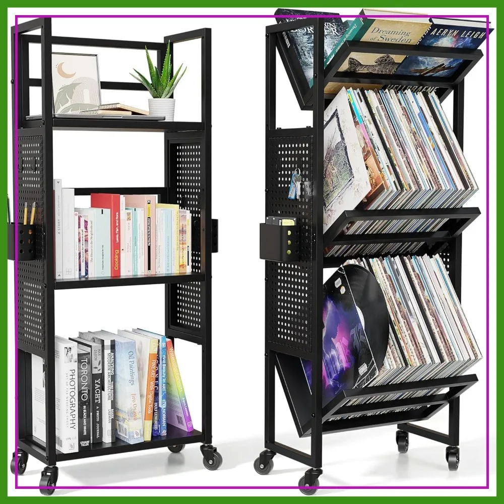 3-Tier Rolling Book Cart with Wheels, Portable Bookshelf, Vinyl Record Storage Organizer with Side Hooks & Bins for Classroom, Office
3-Tier Rolling Book Cart with Wheels, Portable Bookshelf, Vinyl Record Storage Organizer with Side Hooks & Bins for Classroom, Office
