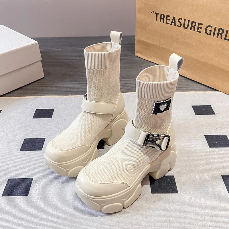 Brand Ladies Platform Boots Autumn Winter High-sole Breathable Slip-on Knitted Elastic High-heeled Boots for Women zapatos mujer
Brand Ladies Platform Boots Autumn Winter High-sole Breathable Slip-on Knitted Elastic High-heeled Boots for Women zapatos mujer