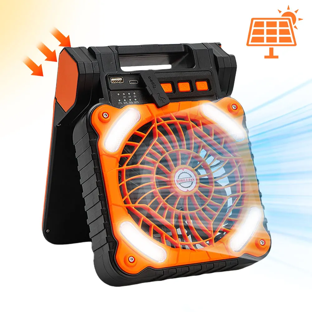 Solar Outdoor Camping Fan with LED Light USB Rechargeable 5200mAh Solar Portable Electric Fan for Hiking Fishing Picnic
Solar Outdoor Camping Fan with LED Light USB Rechargeable 5200mAh Solar Portable Electric Fan for Hiking Fishing Picnic
