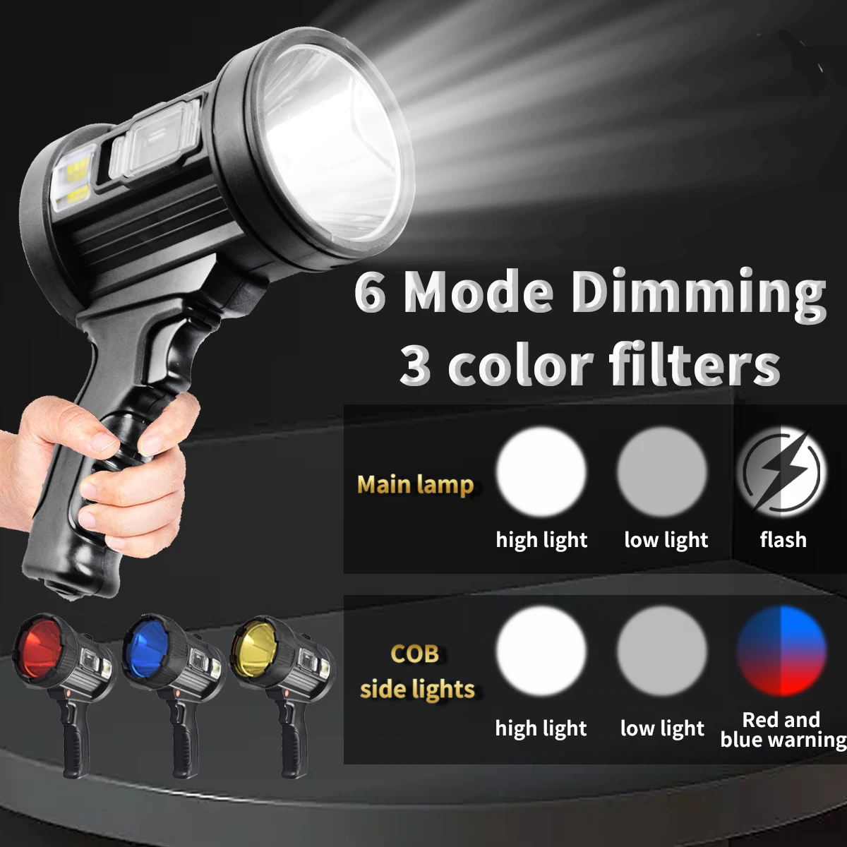 High Power P70 Strong Light Searchlight USB Rechargeable Solar Flashlight with COB Side Light
High Power P70 Strong Light Searchlight USB Rechargeable Solar Flashlight with COB Side Light