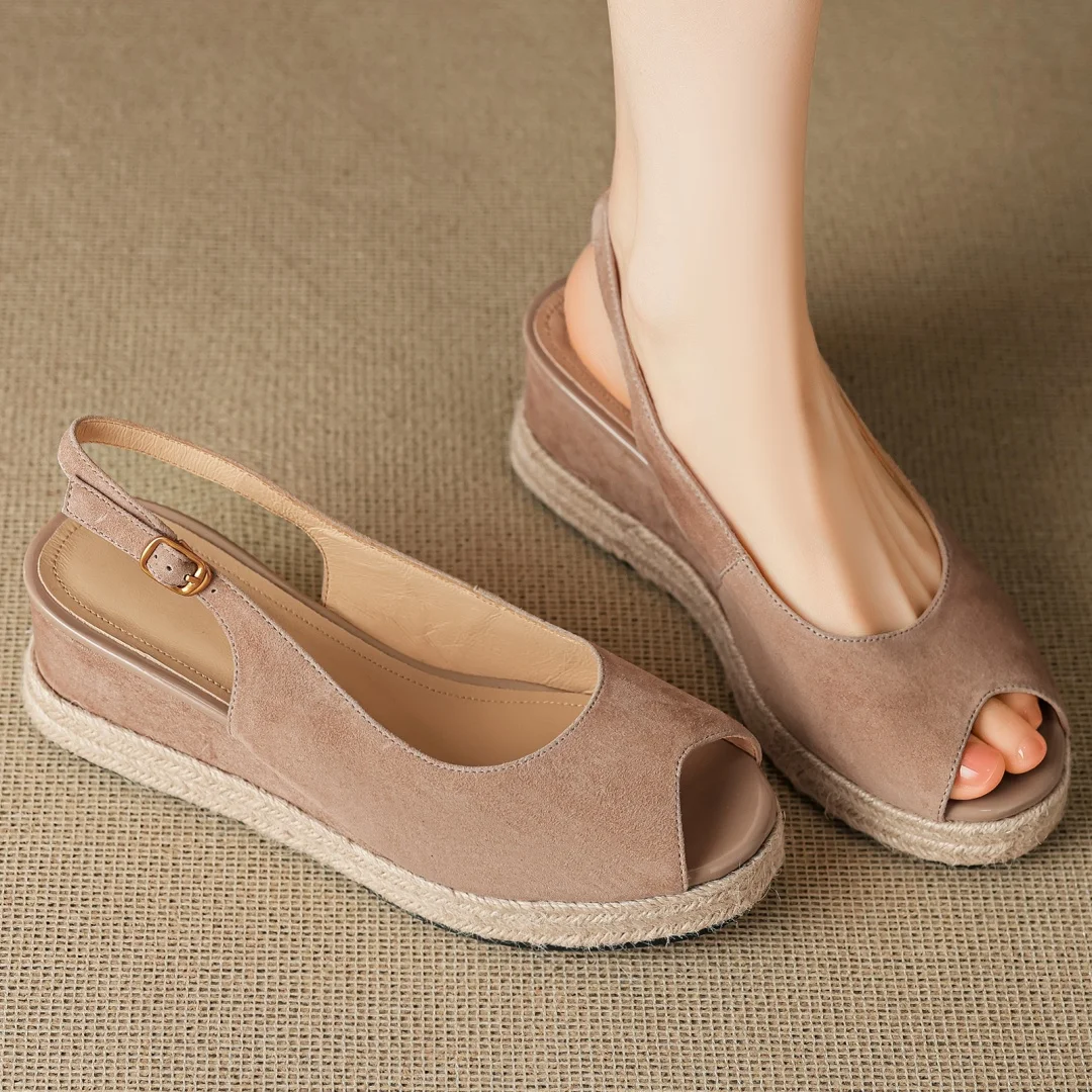 danxuefei women's natural suede leather peep toe slingback sandals 6.5cm wedge platform high heel summer pumps heels shoes woman
danxuefei women's natural suede leather peep toe slingback sandals 6.5cm wedge platform high heel summer pumps heels shoes woman