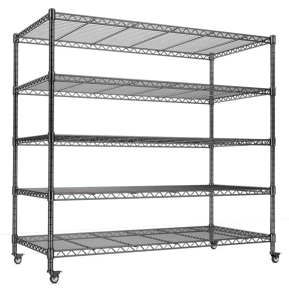 48 W Storage Shelves Heavy Duty 3200 LBS Metal Shelving 5 Tier Wire Shelving Garage Shelving Units and Storage Rolling Wire Rac
48 W Storage Shelves Heavy Duty 3200 LBS Metal Shelving 5 Tier Wire Shelving Garage Shelving Units and Storage Rolling Wire Rac