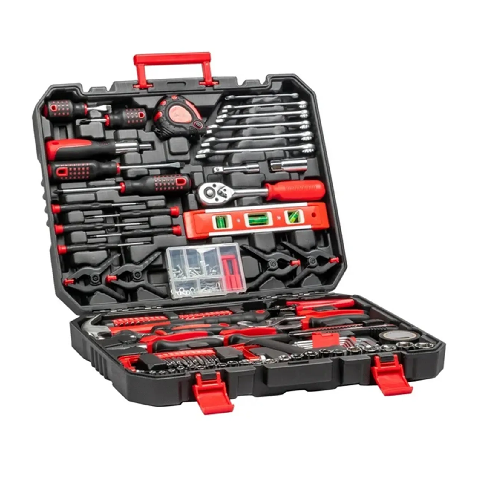 198pc Tool Set Black & Red Socket Wrench Auto Repair Tool Combination Package with Plastic Toolbox Storage Case
198pc Tool Set Black & Red Socket Wrench Auto Repair Tool Combination Package with Plastic Toolbox Storage Case
